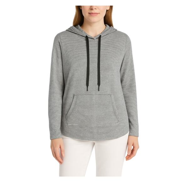 Market & Spruce Tops - Market & Spruce Hooded Knit Top in Gray Stripes NWT Size Medium